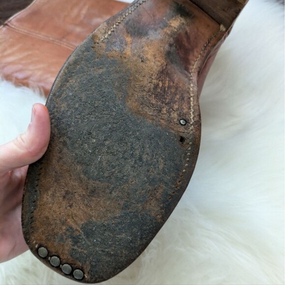 FRYE Men’s Campus Boots rustic square toe tall saddle brown leather (2950) 12 - Picture 9 of 12